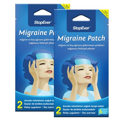 StopEver Migren Patch – Soğutucu Hidrojel Plaster, 2li Paket | Migren & Baş Ağrısı İçin 6 Saat Etkili | İlaç İçermez | (2x2)