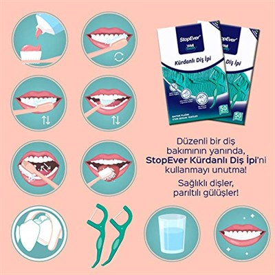 StopEver Well Tooth Kürdanlı Diş İpi 3lü Paket | Nane Aromalı | 150 Adet (3 x 50) | Diş Arası Temizliği, Ağız Hijyeni ve Günlük Kullanım için İdeal