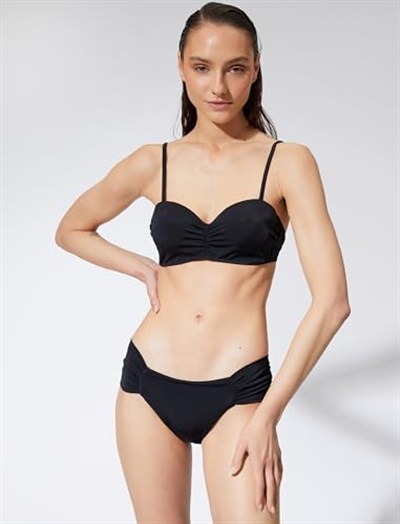 Straplez Bikini Üstü Kaplı Drape Detaylı