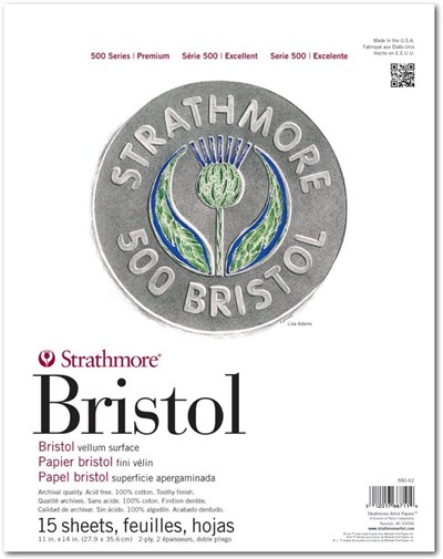 Strathmore (580-62 500 Serisi Bristol, 2 Katmanlı Parşömen Yüzeyi, 27,9 x 35,6 cm, Beyaz, 15 Yaprak - Seçenekler: 11x17, 11