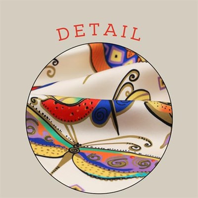 Su Yeşil Mor Desenli İpeksi Fular