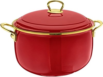 Sultan Emaye Kapaklı Yoğurt Tenceresi 22cm, 5 Litre, Kırmızı