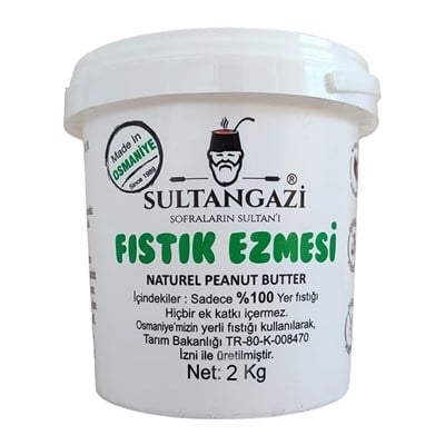 SULTANGAZİ Şekersiz Katkısız Fıstık Ezmesi%100 Yer Fıstığı 2kg