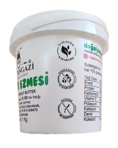 SULTANGAZİ Şekersiz Katkısız Fıstık Ezmesi%100 Yer Fıstığı 2kg