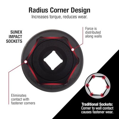 Sunex 224XD 1.3cm Drive 6-Point Extra Deep Impact Socket - 1.9cm