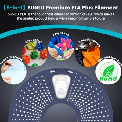 SUNLU PLA+ Filament, 1,75 mm, PLA Plus 3D Yazıcı Filamenti, Sertleştirici ve Daha Güçlü 3D Baskı PLA+ Filament, Neatly Wound, Boyut Hassasiyeti +/- 0,02 mm, 1 kg Kemik Beyazı