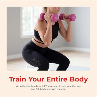 Sunny Health & Fitness Neopren Kaplamalı Altıgen Şekilli Dambıl Kaymaz Fitness Ağırlıkları Ev Spor Salonu Egzersizi, Tüm Vücut Egzersizi Kuvvet Geliştirme, Kilo Kaybı, Çiftler halinde satılır
