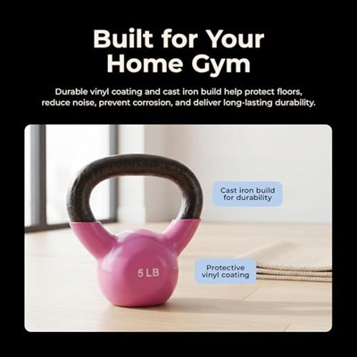 Sunny Health & Fitness Vinil Kaplamalı Kettlebell, Güç Ağırlık Antrenmanı ve Savurma Egzersizi için