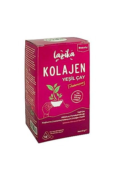 Süper Çay, 18 Piramit Poşet Çay, Erken Hasat El Yapımı Yeşil Çay, Vitamin ve Minareller ile Güçlendirilmiş, Prebiyotikli ve Kolajenli Yeşil Çay (Kolajenli Yeşil Çay)