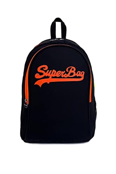 Superbag Sırt Çantası Siyah-fosforlu Portakal Seyahat Kurs Okul Günlük Kullanım