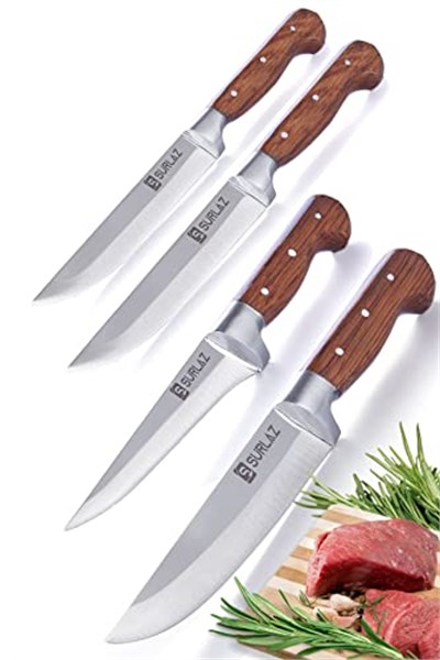 SürLaz Handmade Kasap Kurban Serisi Bıçak Seti Et Sebze Yüzme Sıyırma Bıçak Mutfak Sürmene Bıçağı 4lü