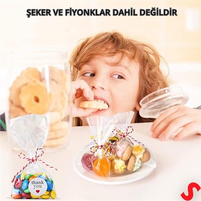 SüSLe Bebek ve Parti Kurabiye Şeker Poşeti 20cm x 10cm - 25 Adet