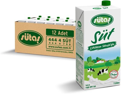 sütas Laktozsuz Süt 1 L (12 adet)