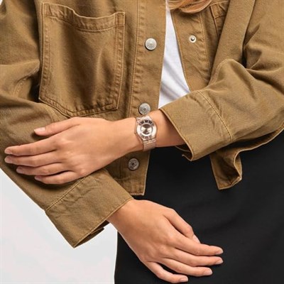 Swatch Montre Hello Darling en acier rose Skin, Kayış
