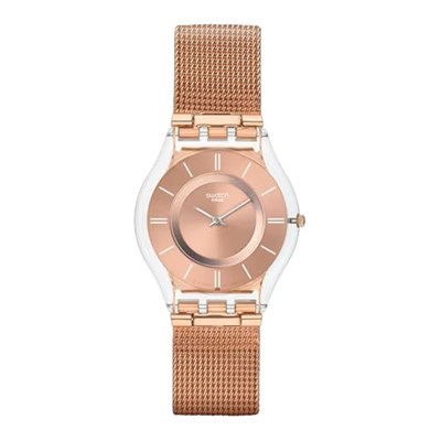 Swatch Montre Hello Darling en acier rose Skin, Kayış