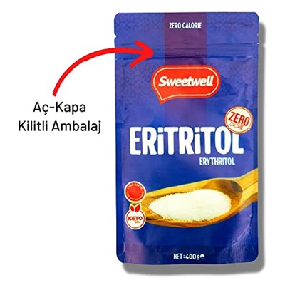 Sweetwell Eritritol Doğal Toz Tatlandırıcı 400 Gr x 2 Adet Sıfır Kalori Keto Diyet Erythritol