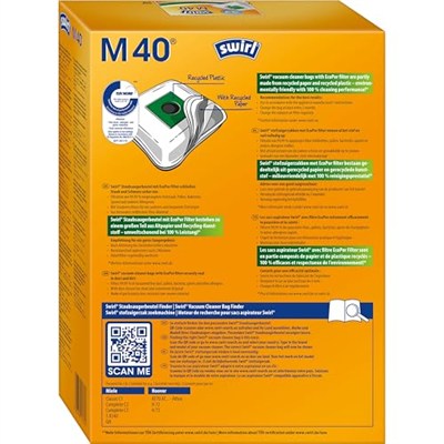 Swirl M 40/10 EcoPor, Siemens ve Bosch Elektrikli Süpürgeler için Toz Torbası, EcoPor-Filter