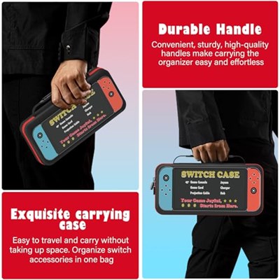 Switch Carrying Case for Nintendo Switch OLED/LITE, Protable Slim Light Travel Storage Bag Pouch for Console Joycon & Video Game Accessories, Protective Hard Shell Cover with Handle, Gift to Boy Girl