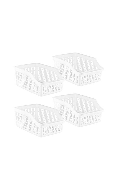 SY-2171 Plastik Büyük Dolap İçi Sebze Meyve Düzenleyici Beyaz 4lü Set Beyaz