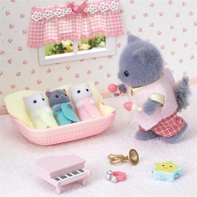 Sylvanian Families 5458 İran Kedisi Üçüz, Renkli