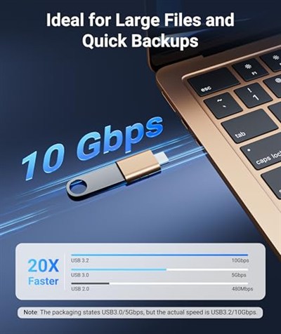 Syntech USB C - USB Adaptör [2 Paket] USB C Fiş USB 3 Soket Adaptör iPhone 15 Pro Max iMac iPad Mini/Pro 2021 MacBook Pro Air 2023 ve diğer Tip C Cihazlar ile Uyumlu, Altın