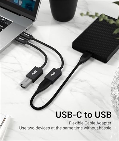 Syntech USB-C - USB adaptörü, 2li paket USB-C - USB 3.0, 10Gbps Type-C, Thunderbolt 3 - USB OTG kablosu, iPhone 17/16/15 Pro Max, iPad mini 6, MacBook Pro/Air/Neo ile uyumlu, siyah