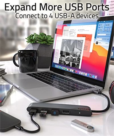 Syntech USB C - USB Hub 4 Bağlantı Noktası, Tip C - USB 3.0 Hub, USB C - USB Adaptörü (USB 2.0), Thunderbolt 3 - USB Hub Thunderbolt 4 MacBook Pro, iPad Pro, iMac, Surface ile Uyumlu