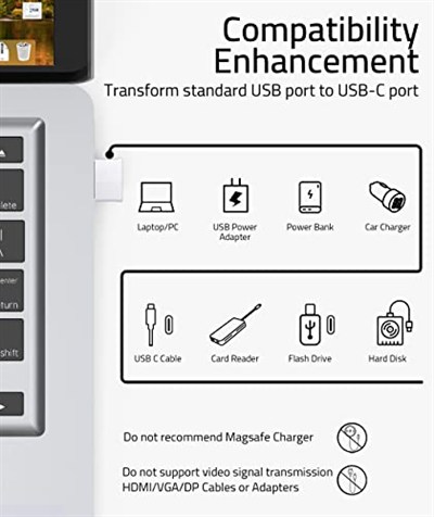 Syntech USB - USB C Adaptörü 4 Paket, Tip C Dişi - USB Erkek Dönüştürücü Güç Şarj Kablosu Adaptörü MagSafe Apple Watch Serisi 10/SE/Ultra 2 iPhone 17 E Air Pro Max AirPods Pro ile Uyumlu, Beyaz
