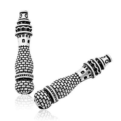 T5176 925 Ayar Gümüş Minare Desenli Tesbih İmamesi