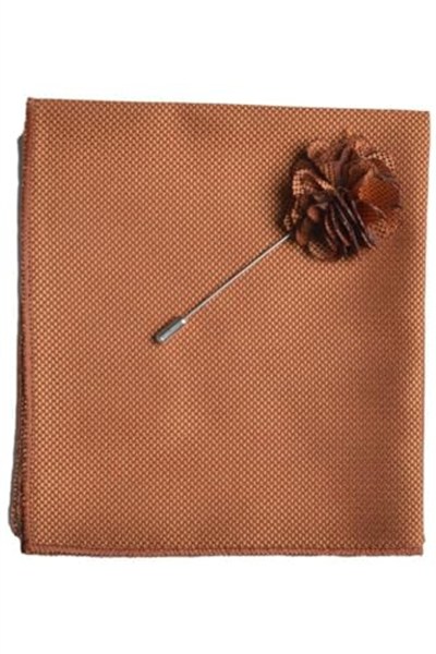 Taba Kravat Mendil Yaka Çiçeği Set