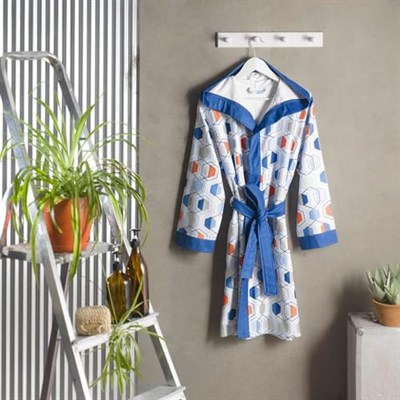 Taç Sanna Geometrik Desenli Pamuk Viskon Polyester Bornoz