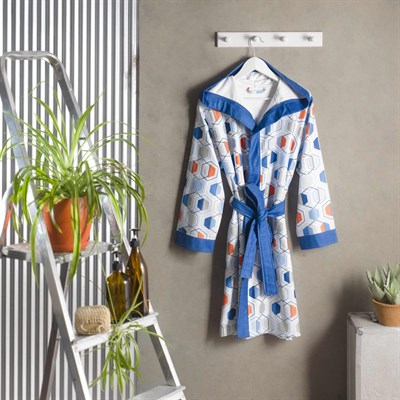 Taç Sanna Geometrik Desenli Pamuk Viskon Polyester Bornoz