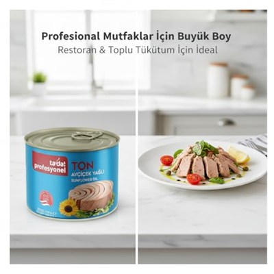 Tada Profesyonel Ton Balığı, Ayçiçek Yağlı, Büyük Boy Teneke, 1705 g, 2li Paket, Profesyonel Mutfak