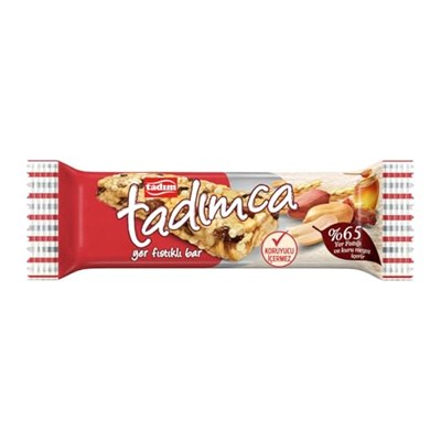 Tadım Yer Fıstıklı Bar,%63 Fıstık İçerikli Atıştırmalık Bar, 30 gr x 40 Adet Kutu
