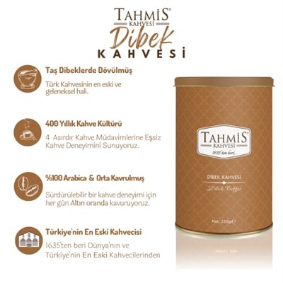 Tahmis Sade Dibek Kahvesi 250 Gr Teneke