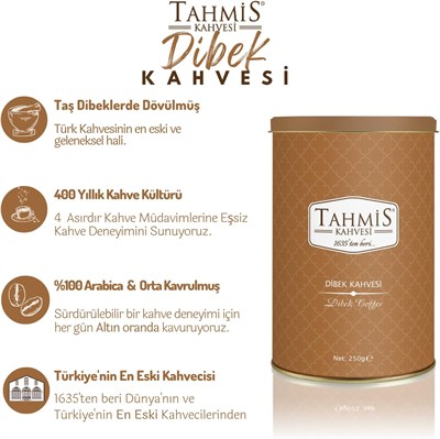 Tahmis Sade Dibek Kahvesi 250 Gr Teneke