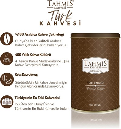 Tahmis Türk Kahvesi Orta Kavrulmuş 250 Gr Paket