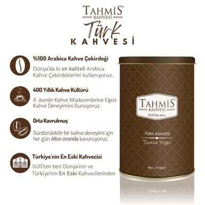 Tahmis Türk Kahvesi Orta Kavrulmuş 250 Gr Paket