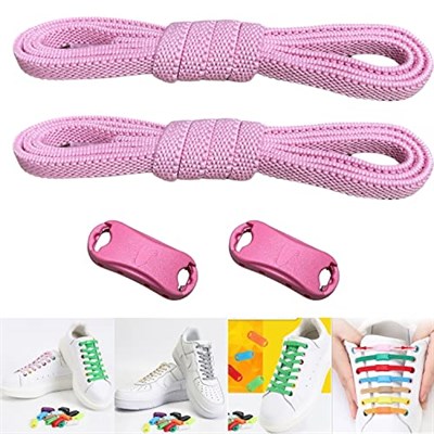 Takbırak Lastikli Ayakkabı Bağcığı Pratik Bağcık Klipsli Bağlama Gerektirmeyen İp (Pembe)