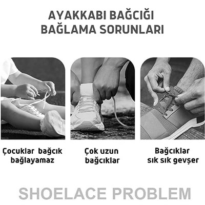 Takbırak Mıknatıslı Lastikli Ayakkabı Bağcığı, Akıllı Bağcık, Bot, Çocuk, Spor Bağcık