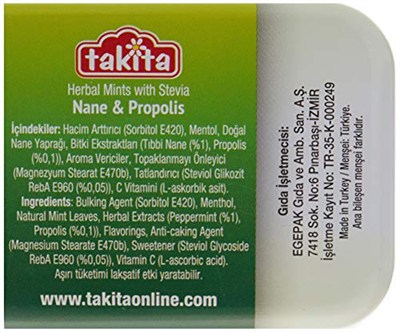 Takita Bitki Şekeri Nane & Propolis 18 Gr
