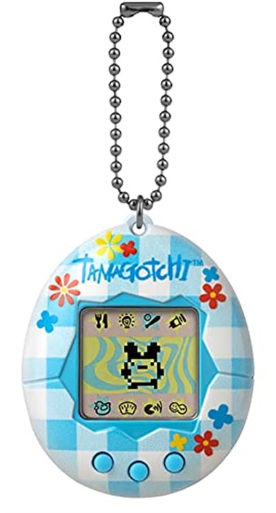 TAMAGOTCHI 42880 Bandai, Gen 2, Çiçek Gingham Kabuk Zincirli Orijinal Sanal Gerçeklik Evcil Hayvan, Çok Renkli