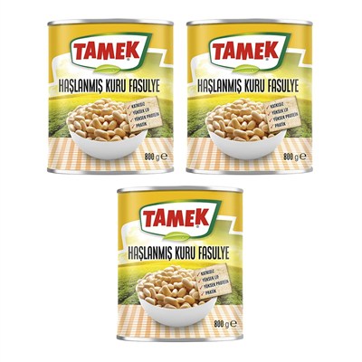 Tamek Haşlanmış Kuru Fasulye, 800 Gr, 3lü Paket