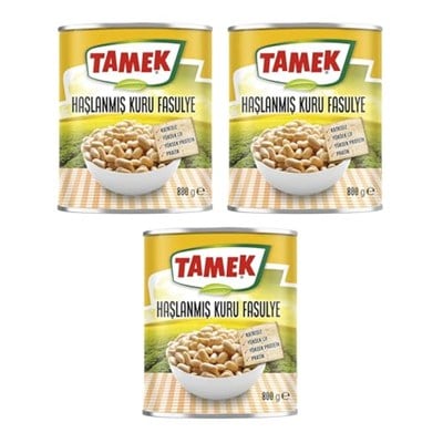 Tamek Haşlanmış Kuru Fasulye, 800 Gr, 3lü Paket