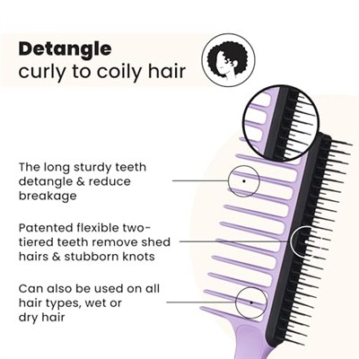 Tangle Teezer Wide Tooth Comb Kıvırcık Saçlar için Lila Saç Fırçası-Tarak