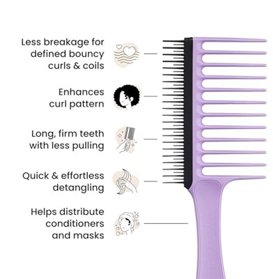 Tangle Teezer Wide Tooth Comb Kıvırcık Saçlar için Lila Saç Fırçası-Tarak