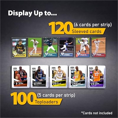 Tapeera 20li Paket PET Beyzbol Kartı Vitrini - 120 Karta Kadar Tutun Duvara Montaj - Kollu Kart ve Üstten Yükleyici Ekranı - Spor Kartı Ticaret Kartı Teşhir Rafı - Polaroid Instax Ekran için