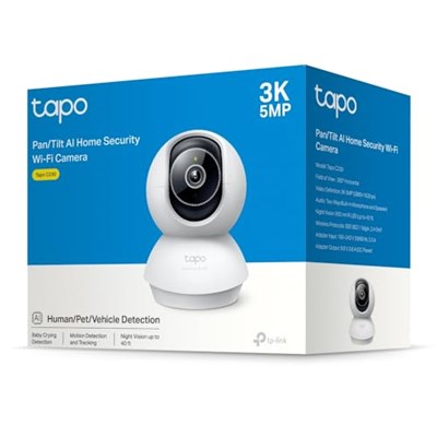 Tapo C230, 3K 5MP, Yapay Zeka Desteği, Hareket Takibi, 360°, 12m Gece Görüşü, Çift Yönlü Sesli İletişim, Bulut/Yerel Depolama, Bebek Ağlaması Tespiti,İç Mekan Wi-Fi Güvenlik Kamerası