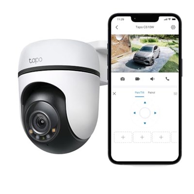 Tapo C510W, 2K Dış Mekan Wi-Fi Güvenlik Kamerası, Hareket Tespit/Takibi, 360°, IP65 Su Geçirmez, Renkli Gece Görüşü, Çift Yönlü Ses, Bulut/Yerel Depolama, Sesli ve Işıklı Alarm