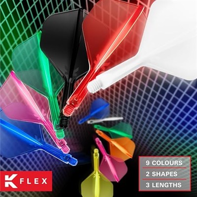 Target Darts K Flex Entegre Dart Uçuşları ve Şaftları, No.2 | 3lü Paket K-Flex - No2, Kflex Hepsi Bir Arada Kalıplı Dart Uçuş ve Gövde Uzunlukları: Kısa, Orta ve Orta | Profesyonel Dart Aksesuarları